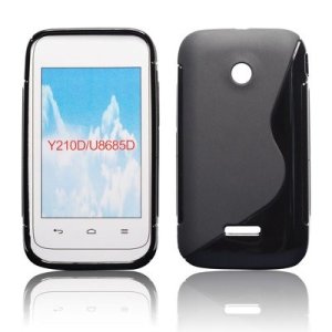 CUSTODIA GEL TPU SILICONE DOUBLE per HUAWEI ASCEND Y210 COLORE NERO