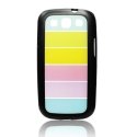 CUSTODIA RIGIDA per SAMSUNG I9300 GALAXY S3, I9305 GALAXY S3 LTE 4G COLORE NERO CON FANTASIA ARCOBALENO