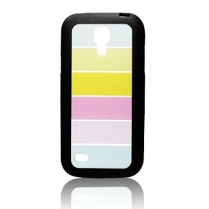 CUSTODIA RIGIDA per SAMSUNG I9190 GALAXY S4 MINI, I9192, I9195 COLORE NERO CON FANTASIA ARCOBALENO