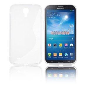 CUSTODIA GEL TPU SILICONE DOUBLE per SAMSUNG I9200 GALAXY MEGA 6.3" POLLICI, I9205 COLORE BIANCO-TRASPARENTE