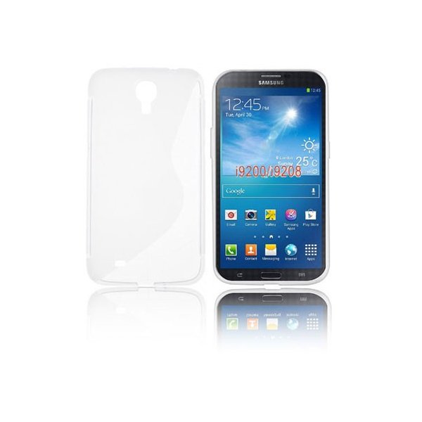 CUSTODIA GEL TPU SILICONE DOUBLE per SAMSUNG I9200 GALAXY MEGA 6.3" POLLICI, I9205 COLORE BIANCO-TRASPARENTE