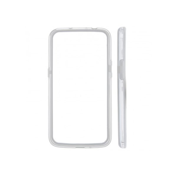 CUSTODIA BUMPER GEL TPU SILICONE SEMI-RIGIDO per SAMSUNG I9200 GALAXY MEGA 6.3" POLLICI, I9205 BIANCO-TRASPARENTE-BIANCO