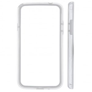 CUSTODIA BUMPER GEL TPU SILICONE SEMI-RIGIDO per SAMSUNG I9150 GALAXY MEGA 5.8" POLLICI, I9152 BIANCO-TRASPARENTE-BIANCO