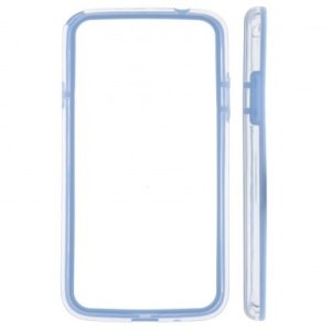 CUSTODIA BUMPER GEL TPU SILICONE SEMI-RIGIDO per SAMSUNG I9150 GALAXY MEGA 5.8" POLLICI, I9152 BLU - TRASPARENTE - BLU