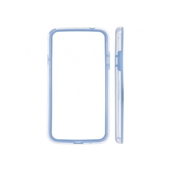 CUSTODIA BUMPER GEL TPU SILICONE SEMI-RIGIDO per SAMSUNG I9150 GALAXY MEGA 5.8" POLLICI, I9152 BLU - TRASPARENTE - BLU