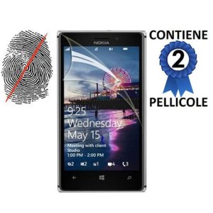 PELLICOLA PROTEGGI DISPLAY ANTI IMPRONTA NOKIA 925 LUMIA CONFEZIONE 2 PEZZI