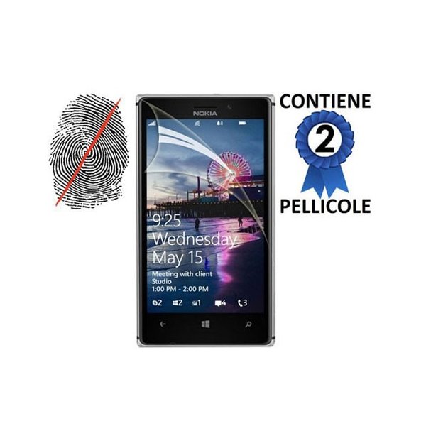 PELLICOLA PROTEGGI DISPLAY ANTI IMPRONTA NOKIA 925 LUMIA CONFEZIONE 2 PEZZI