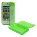 CUSTODIA GEL TPU SILICONE FLIP BOOK per APPLE IPHONE 4, 4S COLORE VERDE TRASPARENTE