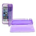 CUSTODIA per APPLE IPHONE SE, IPHONE 5S, IPHONE 5 IN GEL TPU SILICONE FLIP BOOK COLORE VIOLA TRASPARENTE