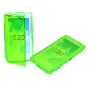 CUSTODIA GEL TPU SILICONE FLIP BOOK per NOKIA LUMIA 520, LUMIA 525 COLORE VERDE TRASPARENTE