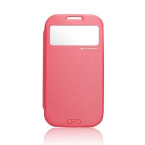 CUSTODIA BOOK CON FINESTRA IDENTIFICATIVO CHIAMANTE per SAMSUNG I9500 GALAXY S4 COLORE ROSA EASY VIEW BLISTER MERCURY