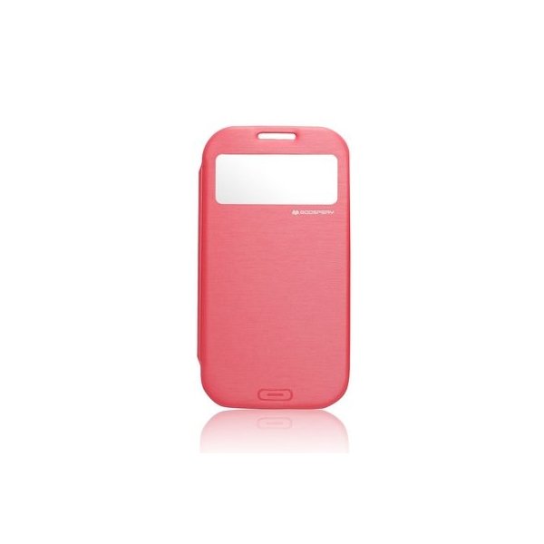 CUSTODIA BOOK CON FINESTRA IDENTIFICATIVO CHIAMANTE per SAMSUNG I9500 GALAXY S4 COLORE ROSA EASY VIEW BLISTER MERCURY