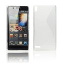 CUSTODIA GEL TPU SILICONE DOUBLE per HUAWEI ASCEND P6 COLORE BIANCO-TRASPARENTE