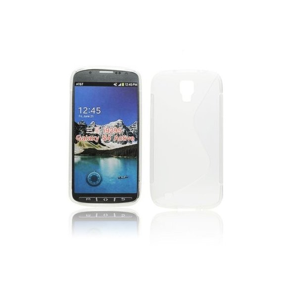 CUSTODIA GEL TPU SILICONE DOUBLE per SAMSUNG I9295 GALAXY S4 ACTIVE COLORE BIANCO - TRASPARENTE