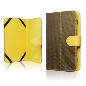 CUSTODIA TESSUTO UNIVERSALE CON ELASTICO INTERNO per TABLET FINO A 7" POLLICI COLORE GIALLO