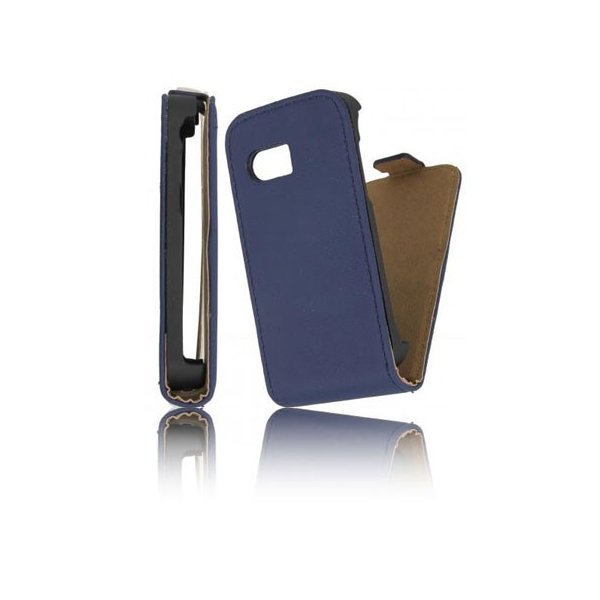 CUSTODIA VERTICALE SLIM FLIP PELLE per SAMSUNG S5360 GALAXY Y, S5369 GALAXY Y COLORE BLU