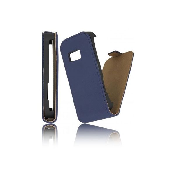 CUSTODIA VERTICALE SLIM FLIP PELLE per SAMSUNG S6500 GALAXY MINI 2 COLORE BLU