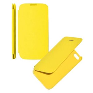 CUSTODIA ORIZZONTALE FLIP COVER per APPLE IPHONE 5, 5S COLORE GIALLO