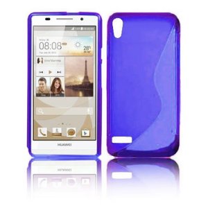 CUSTODIA GEL TPU SILICONE DOUBLE per HUAWEI ASCEND P6 COLORE BLU