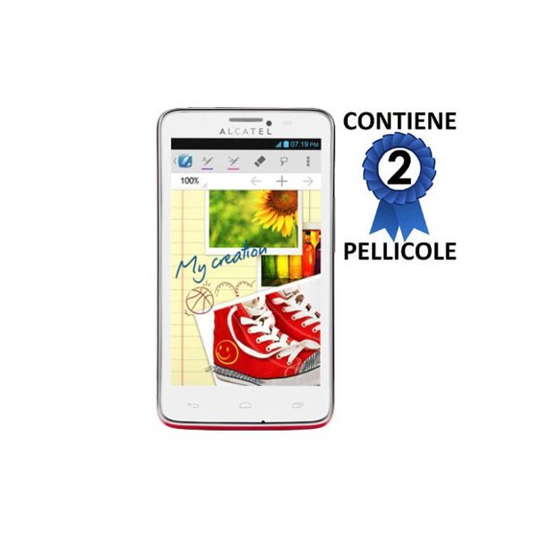 PELLICOLA PROTEGGI DISPLAY ALCATEL ONE TOUCH 8000, 8000D, 8000E SCRIBE EASY CONFEZIONE 2 PEZZI