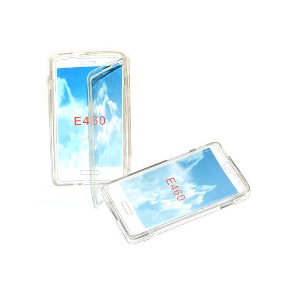 CUSTODIA GEL TPU SILICONE FLIP BOOK per LG OPTIMUS L5 II, E460 COLORE BIANCO TRASPARENTE