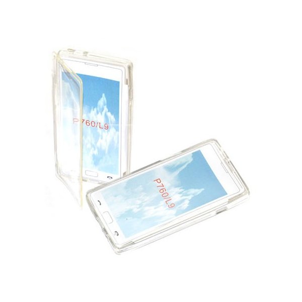 CUSTODIA GEL TPU SILICONE FLIP BOOK per LG OPTIMUS L9, P760 COLORE BIANCO TRASPARENTE