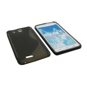 CUSTODIA GEL TPU SILICONE DOUBLE per ALCATEL ONE TOUCH 6033 IDOL ULTRA COLORE NERO-TRASPARENTE