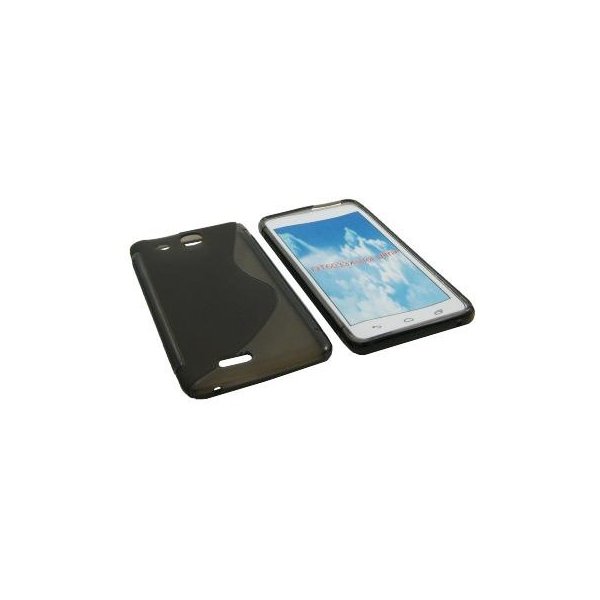 CUSTODIA GEL TPU SILICONE DOUBLE per ALCATEL ONE TOUCH 6033 IDOL ULTRA COLORE NERO-TRASPARENTE