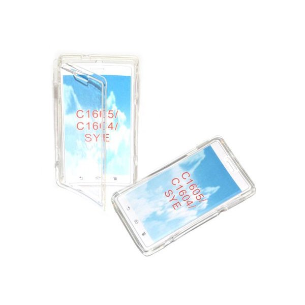 CUSTODIA GEL TPU SILICONE FLIP BOOK per SONY XPERIA E, C1504, C1505, C1604, C1605 COLORE BIANCO TRASPARENTE