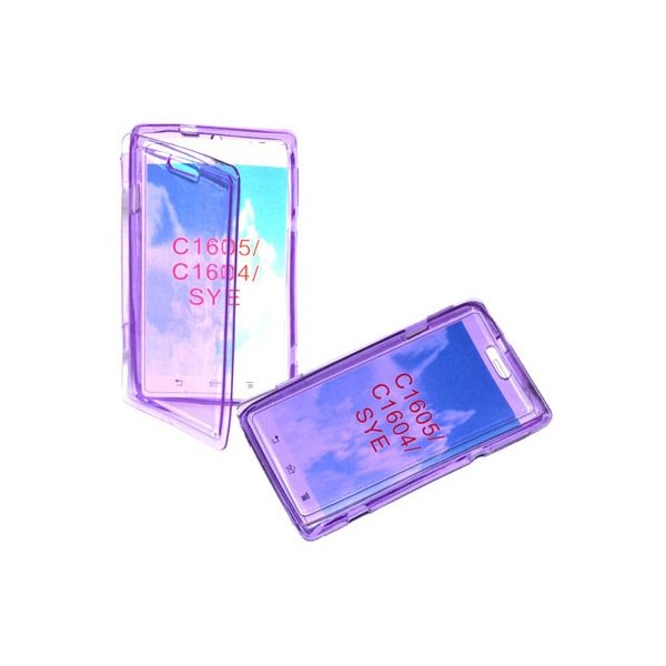 CUSTODIA GEL TPU SILICONE FLIP BOOK per SONY XPERIA E, C1504, C1505, C1604, C1605 COLORE VIOLA