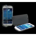 CUSTODIA GEL TPU SILICONE FLIP BOOK per SAMSUNG I9190 GALAXY S4 MINI, I9192, I9195 COLORE BIANCO TRASPARENTE