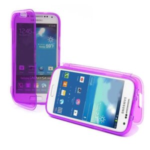 CUSTODIA GEL TPU SILICONE FLIP BOOK per SAMSUNG I9190 GALAXY S4 MINI, I9192, I9195 COLORE VIOLA