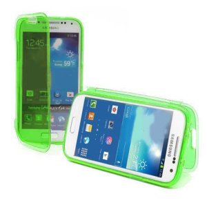 CUSTODIA GEL TPU SILICONE FLIP BOOK per SAMSUNG I9190 GALAXY S4 MINI, I9192, I9195 COLORE VERDE