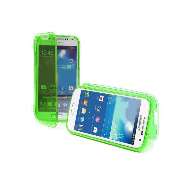 CUSTODIA GEL TPU SILICONE FLIP BOOK per SAMSUNG I9190 GALAXY S4 MINI, I9192, I9195 COLORE VERDE