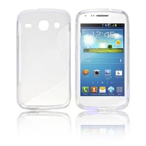 CUSTODIA GEL TPU SILICONE per SAMSUNG I8260 GALAXY CORE, I8262 COLORE BIANCO-TRASPARENTE