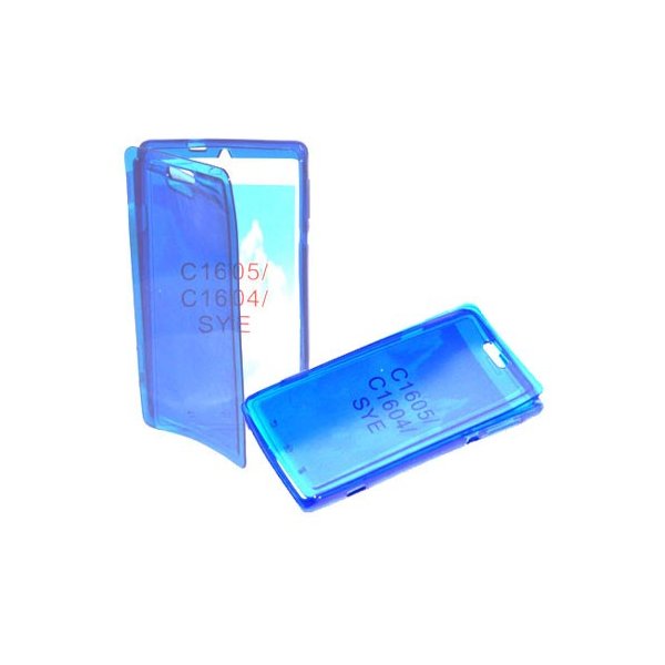 CUSTODIA GEL TPU SILICONE FLIP BOOK per SONY XPERIA E, C1504, C1505, C1604, C1605 COLORE BLU