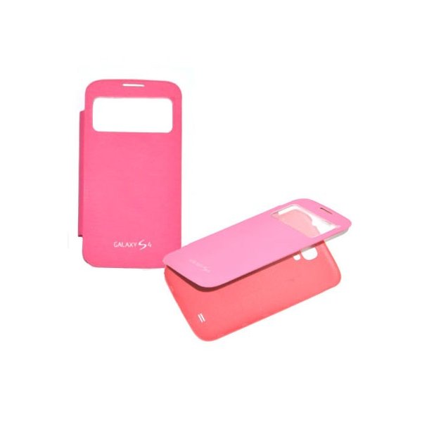 CUSTODIA ORIZZONTALE FLIP COVER CON FINESTRA IDENTIFICATIVO CHIAMANTE per SAMSUNG I9500 GALAXY S4 COLORE ROSA