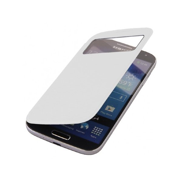 CUSTODIA ORIZZONTALE FLIP COVER CON FINESTRA IDENTIFICATIVO CHIAMANTE per SAMSUNG I9500 GALAXY S4 COLORE BIANCO