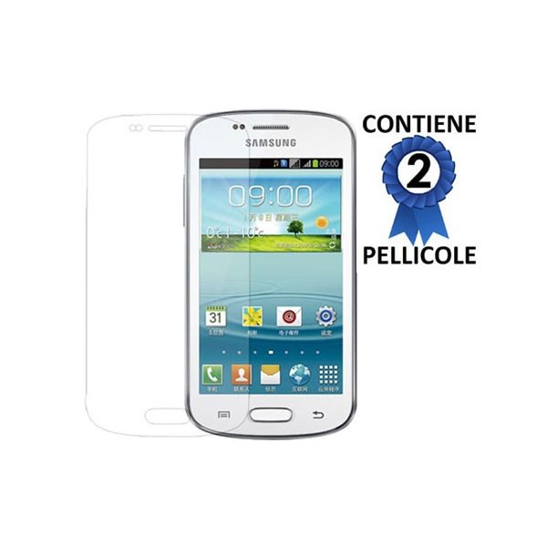 PELLICOLA PROTEGGI DISPLAY SAMSUNG S7570 GALAXY TREND II, S7572 GALAXY TREND II DUOS CONFEZIONE 2 PEZZI