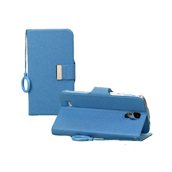 CUSTODIA FLIP ORIZZONTALE CON STAND E PORTA CARTE per SAMSUNG I9500 GALAXY S4, I9505, I9502 COLORE AZZURRO