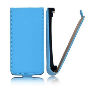 CUSTODIA VERTICALE SLIM FLIP PELLE per SAMSUNG S5570 GALAXY NEXT COLORE AZZURRO