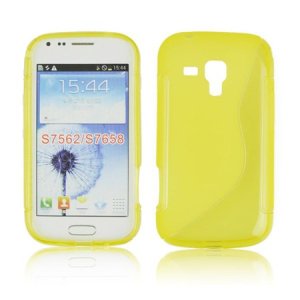 CUSTODIA GEL TPU SILICONE DOUBLE per SAMSUNG S7562 GALAXY S DUOS, S7560 GALAXY TREND, S7580 COLORE GIALLO