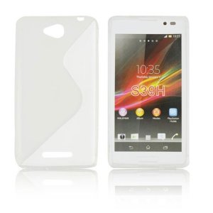 CUSTODIA GEL TPU SILICONE DOUBLE per SONY XPERIA C, C2305, S39H COLORE BIANCO-TRASPARENTE