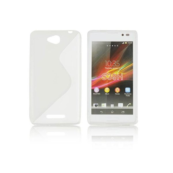 CUSTODIA GEL TPU SILICONE DOUBLE per SONY XPERIA C, C2305, S39H COLORE BIANCO-TRASPARENTE