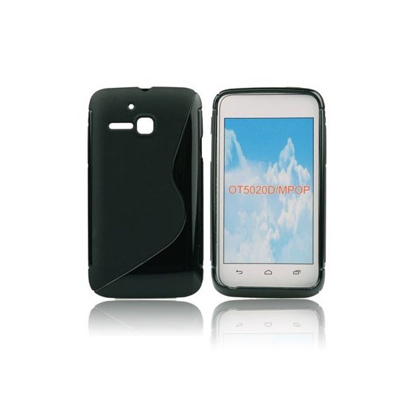 CUSTODIA GEL TPU SILICONE DOUBLE per ALCATEL ONE TOUCH M'POP 5020D COLORE NERO