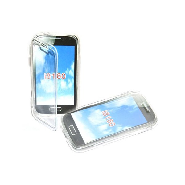 CUSTODIA GEL TPU SILICONE FLIP BOOK per SAMSUNG I8160 GALAXY ACE 2 COLORE BIANCO-TRASPARENTE