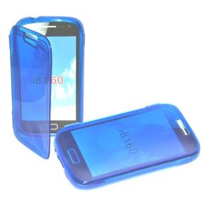 CUSTODIA GEL TPU SILICONE FLIP BOOK per SAMSUNG I8160 GALAXY ACE 2 COLORE BLU