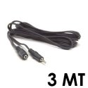 PROLUNGA AUDIO STEREO JACK 3,5mm MASCHIO / 3,5mm FEMMINA - LUNGHEZZA 3 METRI COLORE NERO (MF35-3M)