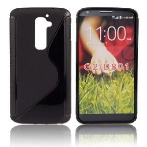 CUSTODIA GEL TPU SILICONE DOUBLE per LG OPTIMUS G2, D802, D802TA, D803 COLORE NERO