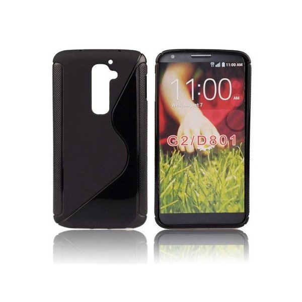 CUSTODIA GEL TPU SILICONE DOUBLE per LG OPTIMUS G2, D802, D802TA, D803 COLORE NERO